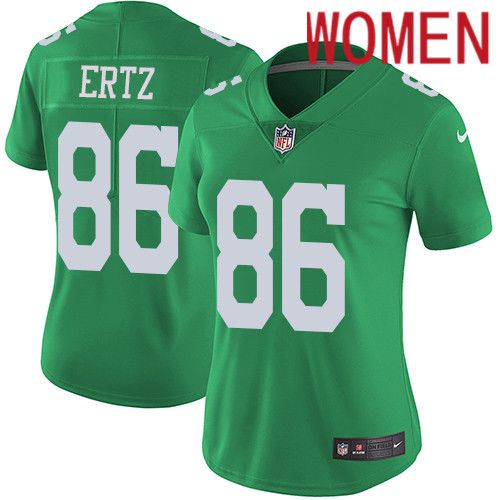 Women Philadelphia Eagles #86 Zach Ertz Nike Green Vapor Limited Rush NFL Jersey->women nfl jersey->Women Jersey